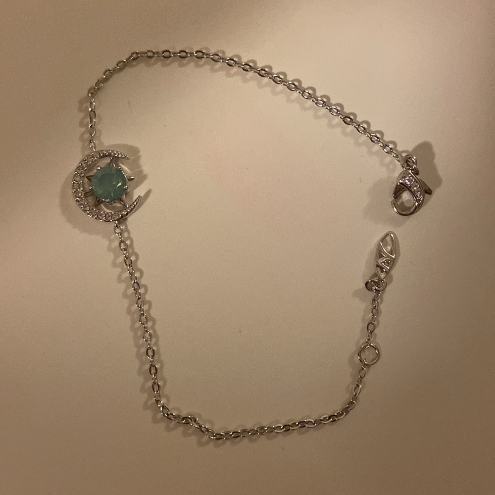silver crescent moon star bracelet with extender